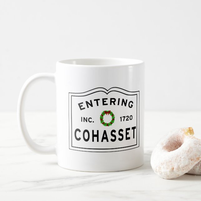 Mug Entrée des MASSACHUSETTS COHASSET Wreath de Noël (Avec donut)