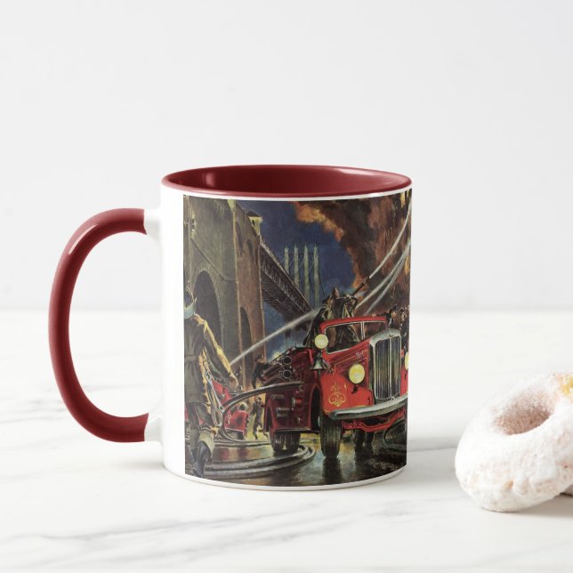 Mug Entreprise vintage, Pompiers Pompiers Camions d'in (Avec donut)