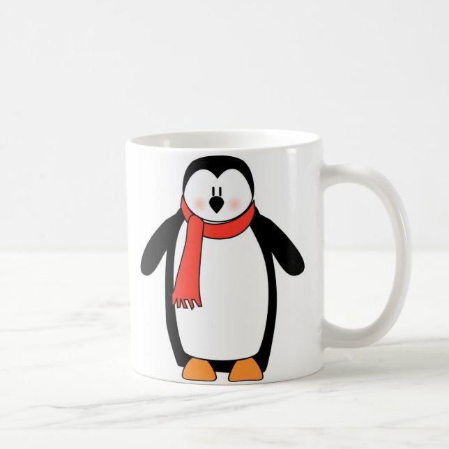 Mug Enveloppé de pingouin dans l'écharpe rouge (Droite)