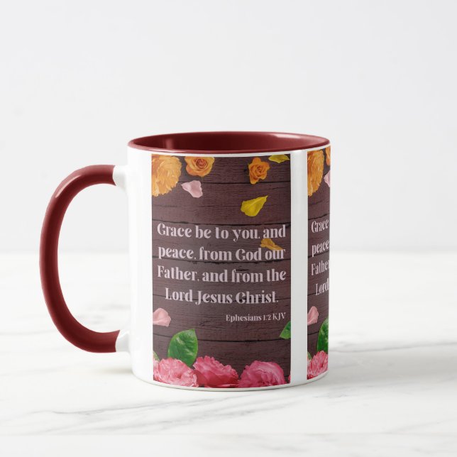 Mug Éphésiens 1:2 KJV Bible Écriture Pic Deux Tons (Gauche)