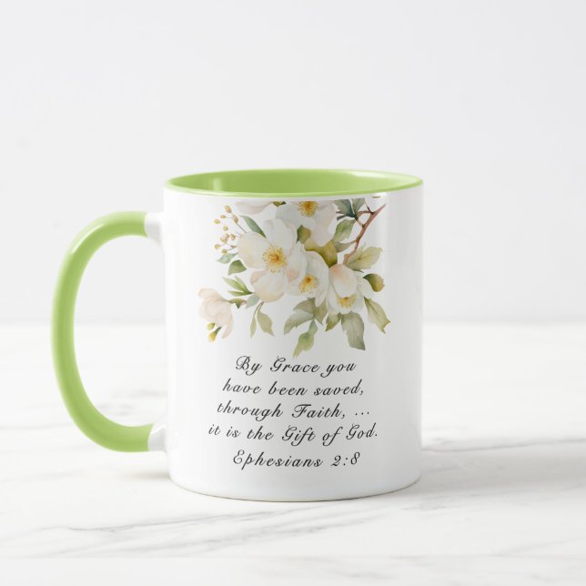 Mug Éphésiens 2:8 Par grâce vous avez sauvé la Bible (Gauche)