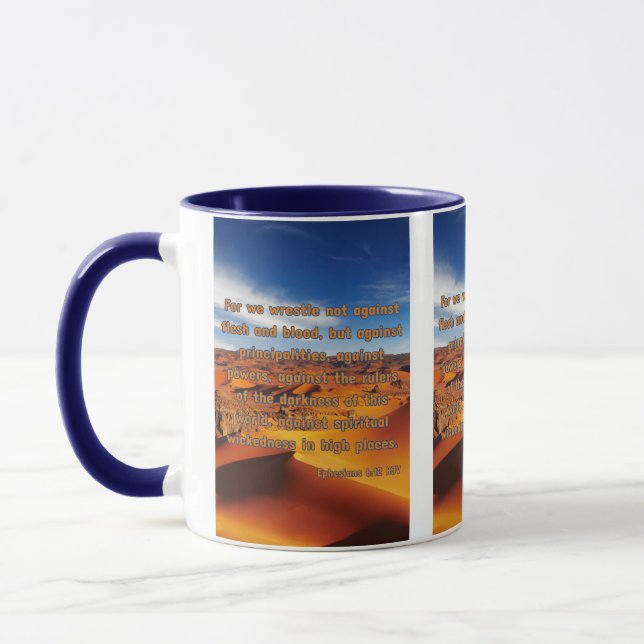 Mug Éphésiens 6:12 KJV Bible Verse Pic Deux Tons (Gauche)