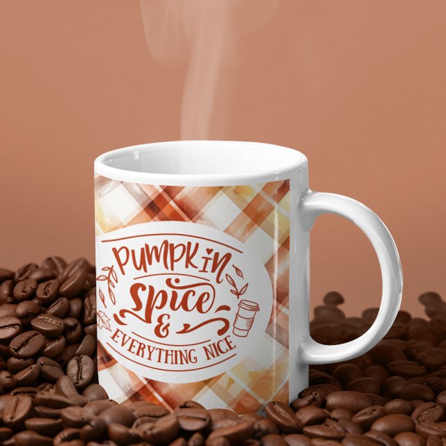 Mug Épice citrouille et tout Nice Plaid Automne (Pumpkin Spice and Everything Nice Fall Plaid Coffee Mug)
