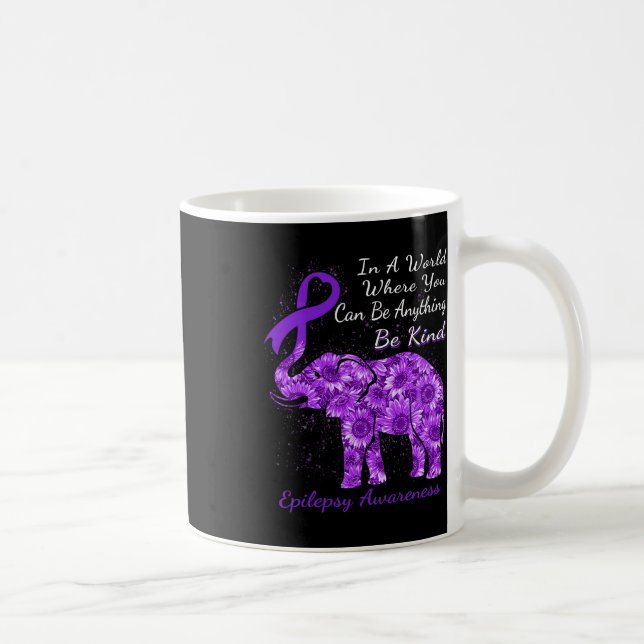 Mug Epilepsy Awareness Sunflower Elephant Be Kind  (Droite)