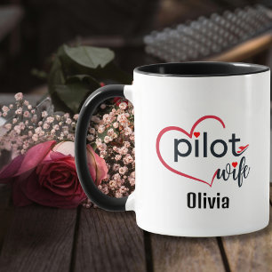 Mug Épouse de pilote cœur avion romantique anniversair