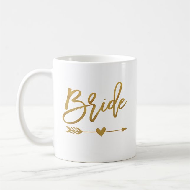 Mug Épouse, fine et coeur en faux feuille d'or (Gauche)
