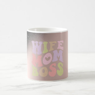 Mug Épouse Maman Patron Paillettes Noires Ombrées Rose