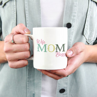 Mug Épouse Maman Patronne Mignonne Typographie Florale