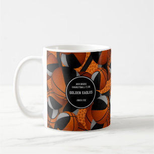 Mug équipe de basket-ball gris noir couleurs nom de l'