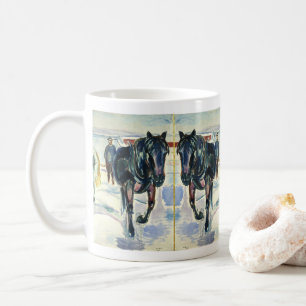 Mug Équipe de chevaux en neige par Edvard Munch