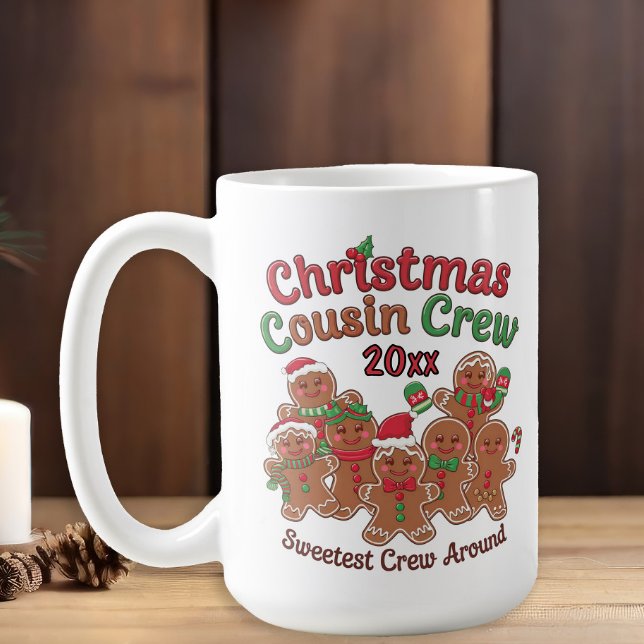Mug Équipe de cousins de Noël au pain d'épice Année  (Gingerbread men Crhistmas cousin crew custom mug)