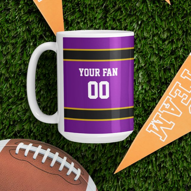 Mug Équipe de football violet, noir et or Personnalisé (Créateur téléchargé)
