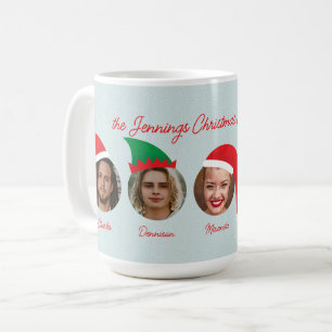 Mug Equipe de Noël bleu glace Père Noël Elf Casquettes