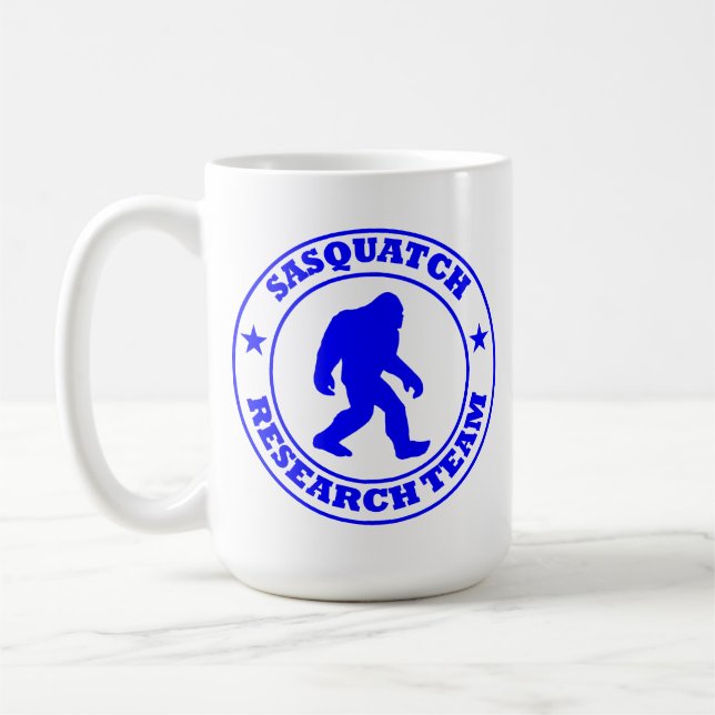 Mug ÉQUIPE DE RECHERCHE de SASQUATCH - pro logo bleu (Gauche)