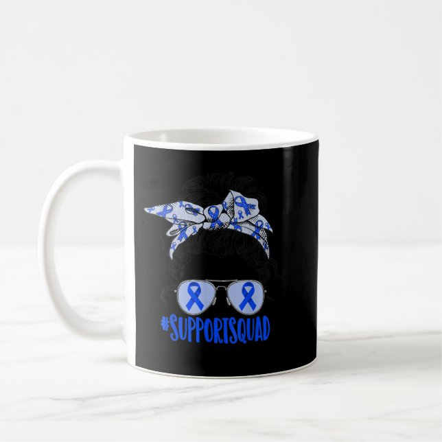 Mug Équipe de soutien Messy Bun Blue Diabetes Sensibil (Gauche)