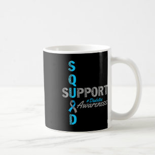 Mug Équipe de soutien T1d T2d Diabetes gris bleu ruban