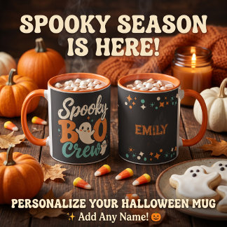 Mug Équipe de Spooky Boo Rétro Fantôme Nom Personnalis