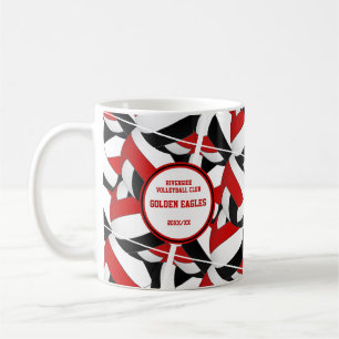 Mug équipe de volley-ball rouge noir couleurs entraîne