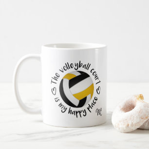 Mug équipe d'or noir couleurs volleball heureux lieu