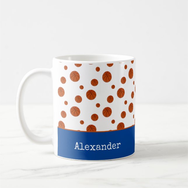 Mug Équipe sportive de basket-ball bleu personnalisé (Gauche)