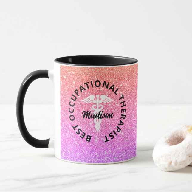 Mug ergothérapeute Médicale Rainbow Monogram (Avec donut)