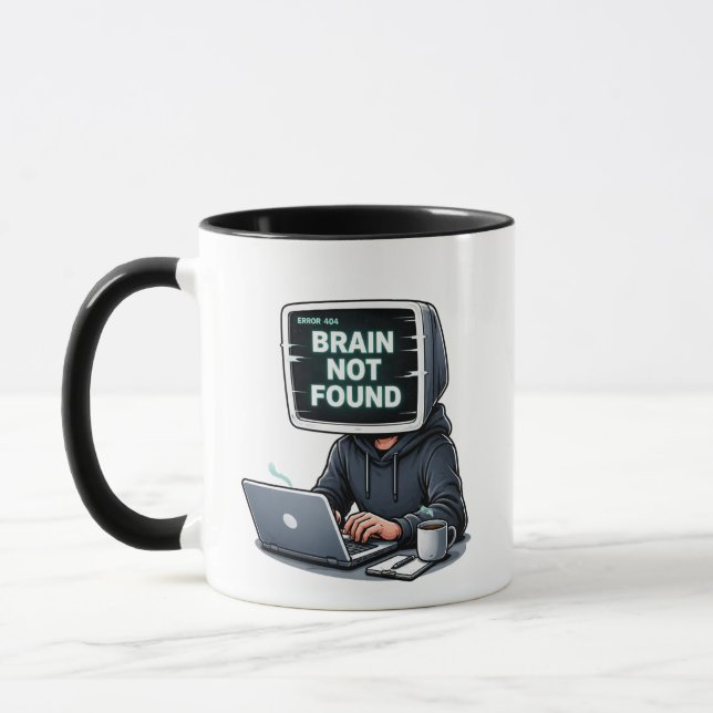 Mug Error 404 Brain Not Found Funny Design – Programme (Gauche)