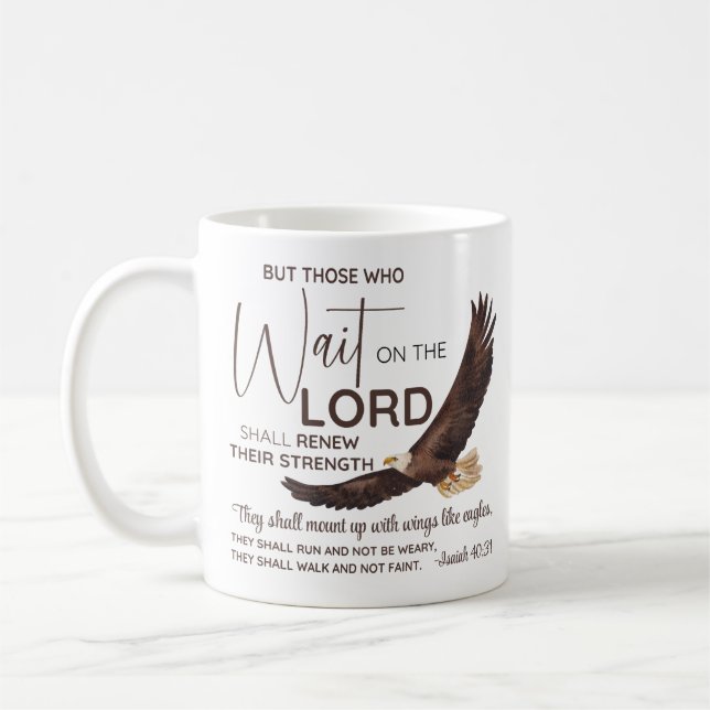 Mug Ésaïe 40:31 Ceux qui attendent sur le Seigneur Écr (Gauche)
