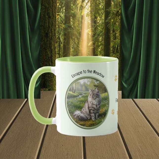 Mug Escape to the Meadow with Norwegian Forest Cat (Créateur téléchargé)