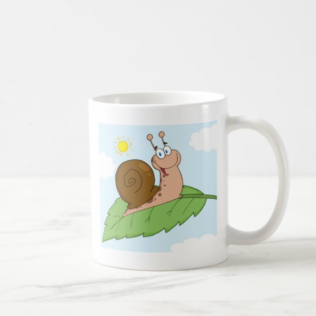 Mug Escargot superbe de sourire sur sa feuille (Droite)