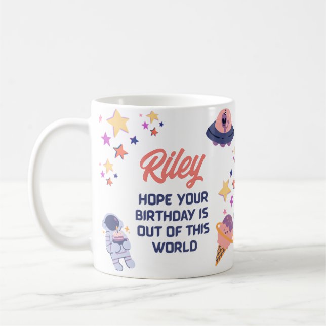 Mug Espace Rétro Thème Personnalisable Anniversaire (Gauche)