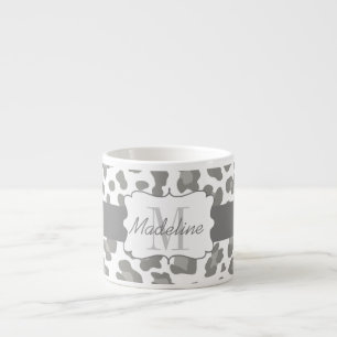 Mug Espresso blanc et gris Empreinte de léopard