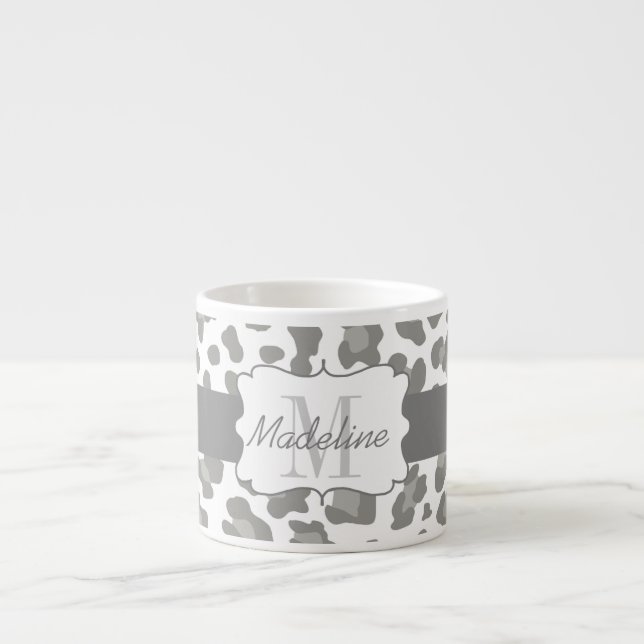 Mug Espresso blanc et gris Empreinte de léopard (Devant)