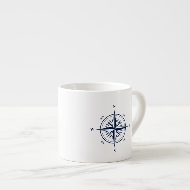 Mug Espresso Nautique avec étoile Nautique bleue (Devant droit)