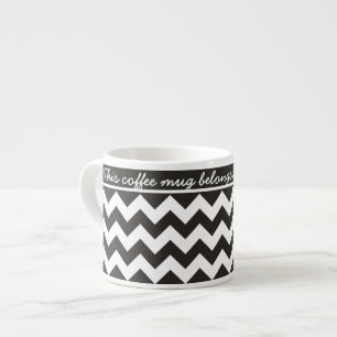 Mug Espresso personnalisé, Chevrons noir et blanc