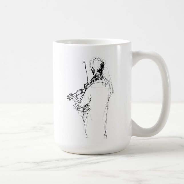 Mug Esquisse minimale du lecteur de violon Abstrait (Droite)
