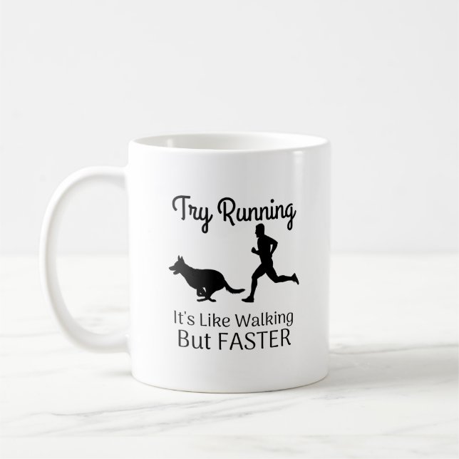 Mug Essayer de courir c'est comme marcher mais plus ra (Gauche)