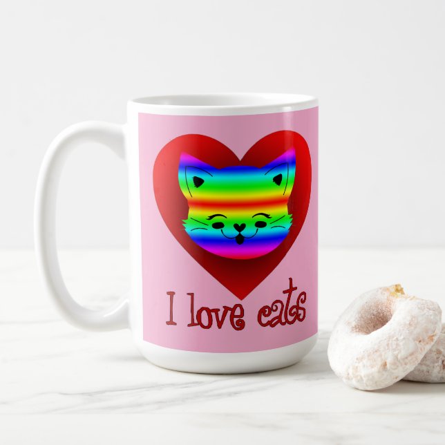 Mug Estampa Animal - I Love Cats - Caneca (Avec donut)