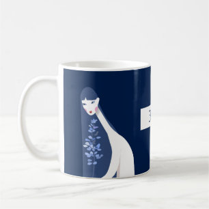 Mug Esthétique Stylish Artiste Marine Bleue Femme Feui