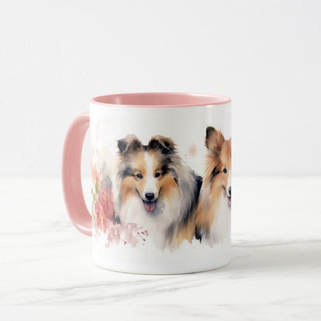 Mug Étagères de ressort d'aquarelle (Devant gauche)