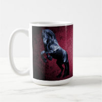 Etalon noir friésien/beauté noire, rose cheval