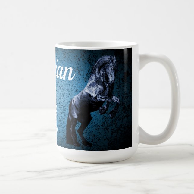 Mug Étalon noir frison/beauté noire, bleu de cheval (Droite)