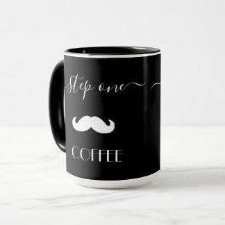 Mug Étape personnalisée Un CAFÉ Moustache Funny Hommes