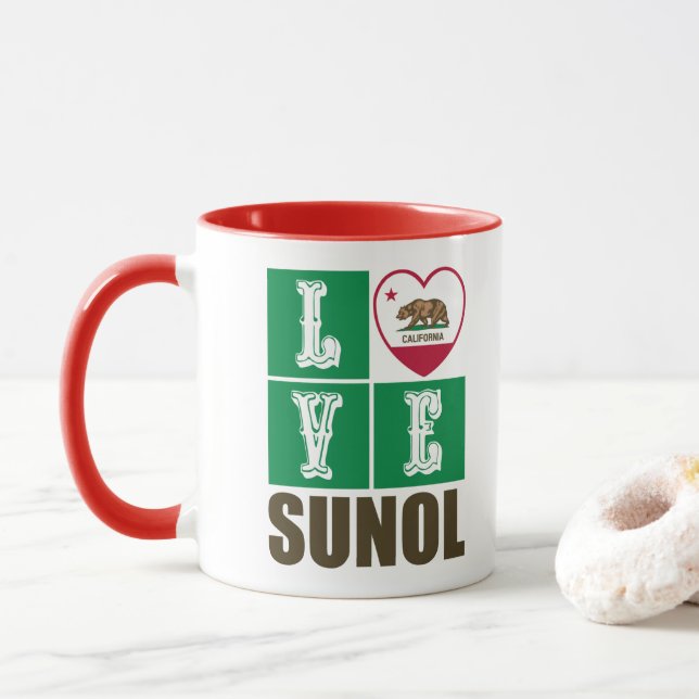 Mug État de Californie Drapeau Coeur Amour Sunol (Avec donut)