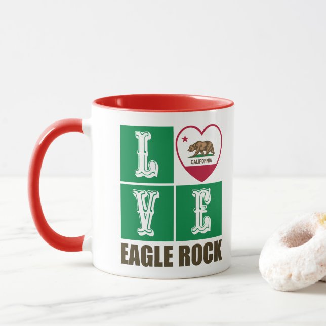 Mug État de Californie Drapeau Heart Eagle Rock (Avec donut)