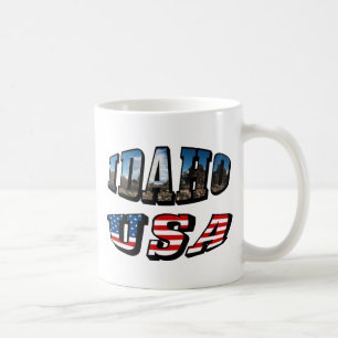 Mug État de l'image Idaho et drapeau USA Texte