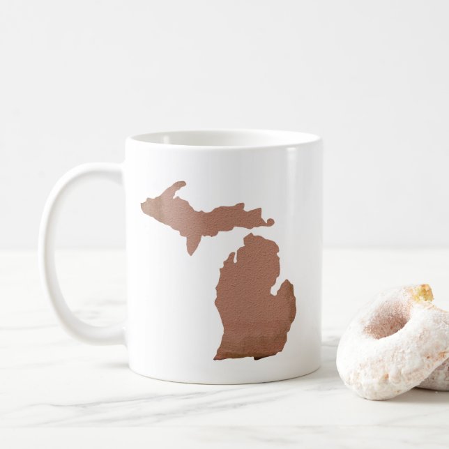Mug État de Silhouette de cuivre du Michigan (Avec donut)