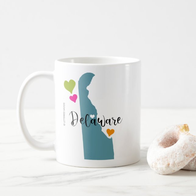 Mug État du Delaware aux coeurs (Avec donut)