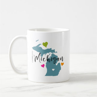 Mug État du Michigan avec les coeurs