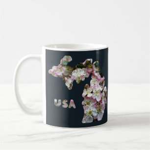 Mug État du Michigan et fleurs d'Apple