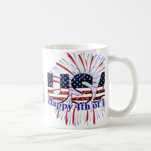 Mug Etats-Unis drapeau texte parties scintillant feux 